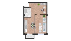 1-xonali xonadon 46.5 m²  7/10 qavat | Ko'kcha-Oqtepa Turar-joy majmuasi