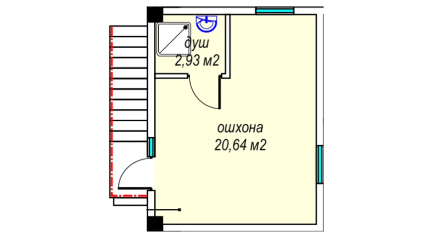 1-комнатная квартира 23.57 м²  1/9 этаж | Жилой комплекс MILLIY XONADONLAR