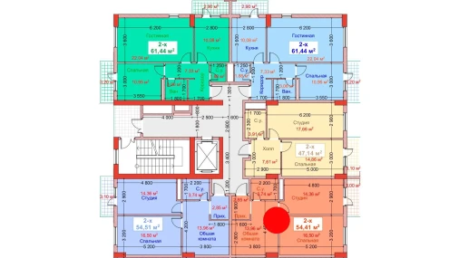 2-комнатная квартира 54.41 м²  8/8 этаж | Жилой комплекс CAPITAL AVENUE