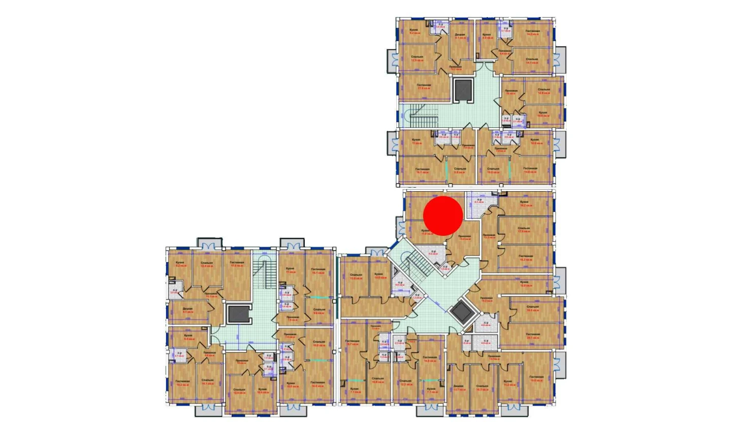 1-xonali xonadon 53.1 m²  7/9 qavat | MBG Turar-joy majmuasi