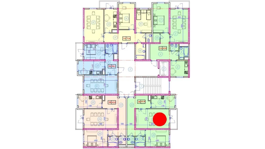 2-xonali xonadon 62 m²  9/9 qavat | Ahillik Turar-joy majmuasi