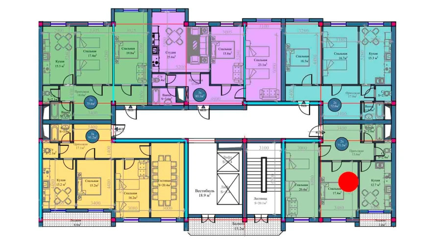 2-xonali xonadon 71.2 m²  9/14 qavat | Zamin Urgut Turar-joy majmuasi