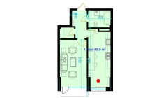 1-xonali xonadon 51.3 m²  6/9 qavat | Rohat Turar-joy majmuasi