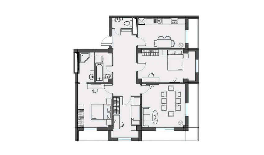 4-xonali xonadon 105.6 m²  10/14 qavat | KAVAT TOWERS Turar-joy majmuasi