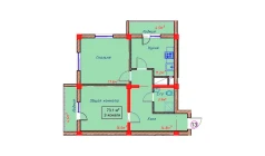 2-xonali xonadon 73.1 m² 6/9 qavat | Orzular Turar-joy majmuasi 2-xonali xonadon 73.1 m² 6/9 qavat | Orzular Turar-joy majmuasi
