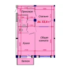 2-xonali xonadon 53.5 m²  3/9 qavat | VATAN Turar-joy majmuasi