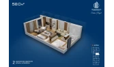 1-xonali xonadon 58 m²  2/12 qavat | Sokin hayot Turar-joy majmuasi