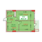 2-комн. квартира 48.3 м²  8/8 этаж | Жилой комплекс CAPITAL AVENUE
