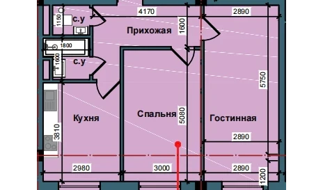 2-комнатная квартира 62.4 м²  5/9 этаж | Жилой комплекс NUR BARAKA
