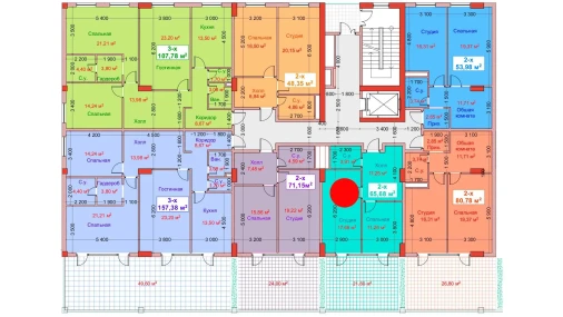 2-xonali xonadon 65.68 m²  2/8 qavat | CAPITAL AVENUE Turar-joy majmuasi
