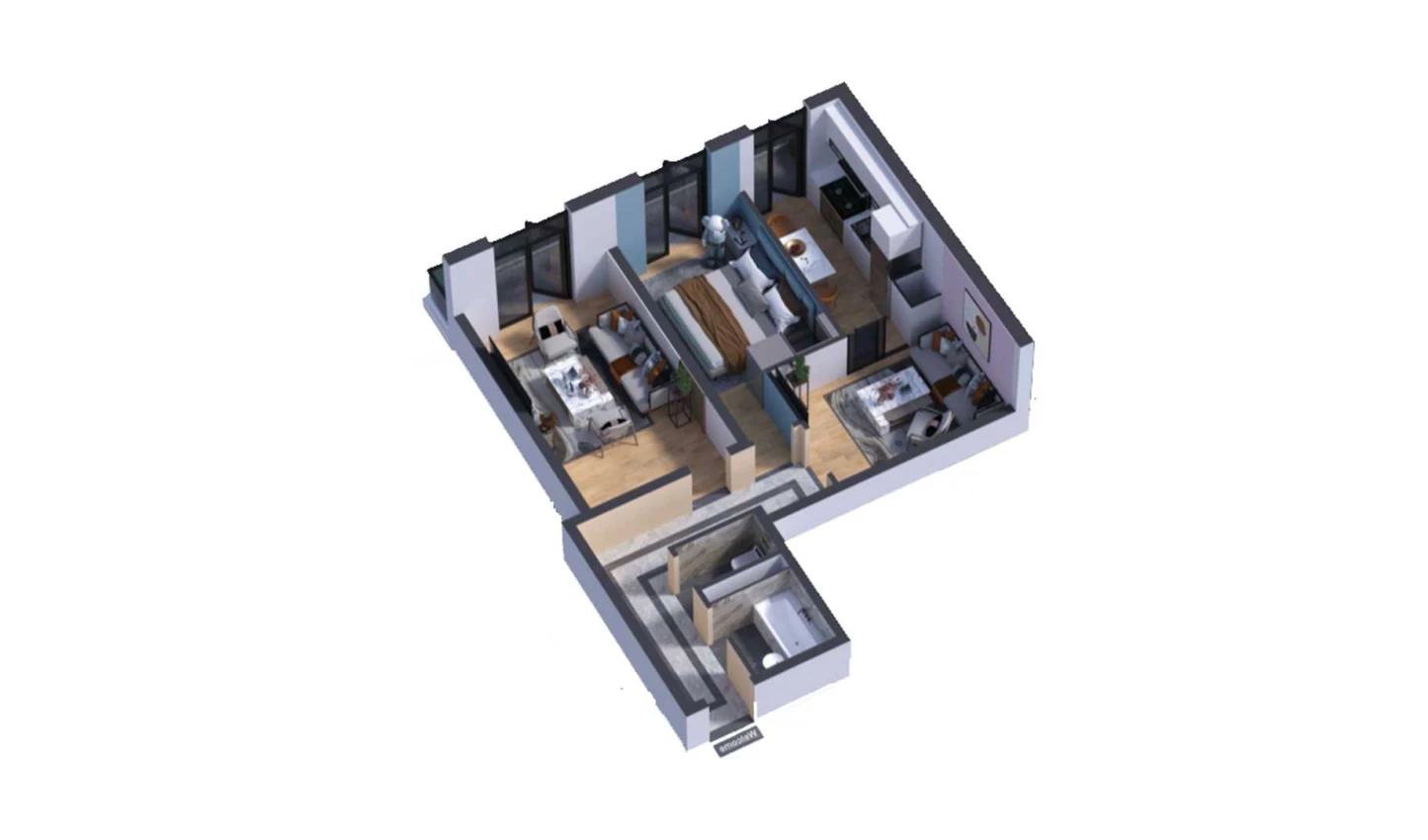2-комн. квартира 58.74 м²  16/16 этаж | Жилой комплекс SOKIN DIYOR