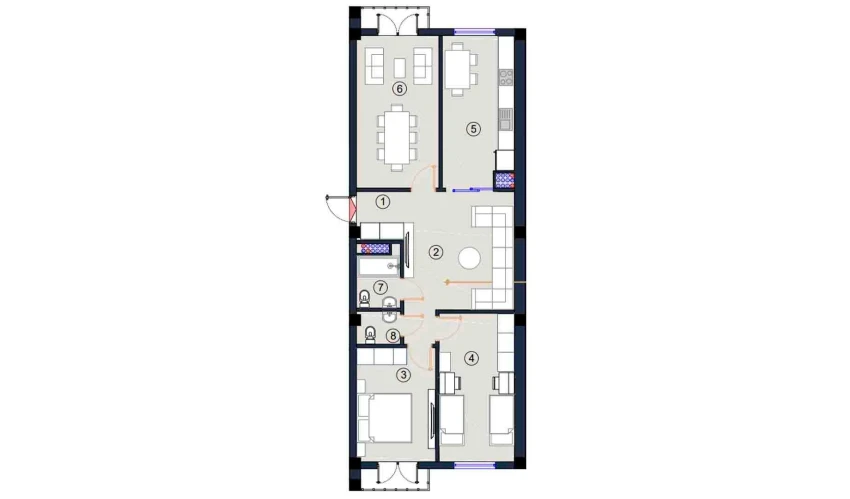 3-комнатная квартира 89 м²  4/9 этаж | Жилой комплекс FLORYA RESIDENCE