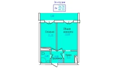 2-xonali xonadon 45.33 m²  7/9 qavat | PROVANS Turar-joy majmuasi
