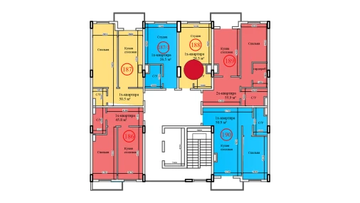 1-комнатная квартира 26.3 м²  12/14 этаж | Жилой комплекс Al-Barakat
