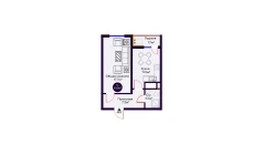 1-xonali xonadon 41.2 m²  8/16 qavat | Crystal Avenue Turar-joy majmuasi