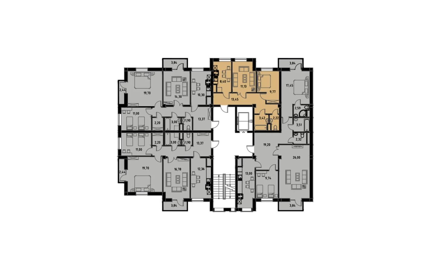 2-комн. квартира 48.39 м²  7/9 этаж | Жилой комплекс MINGCHINOR