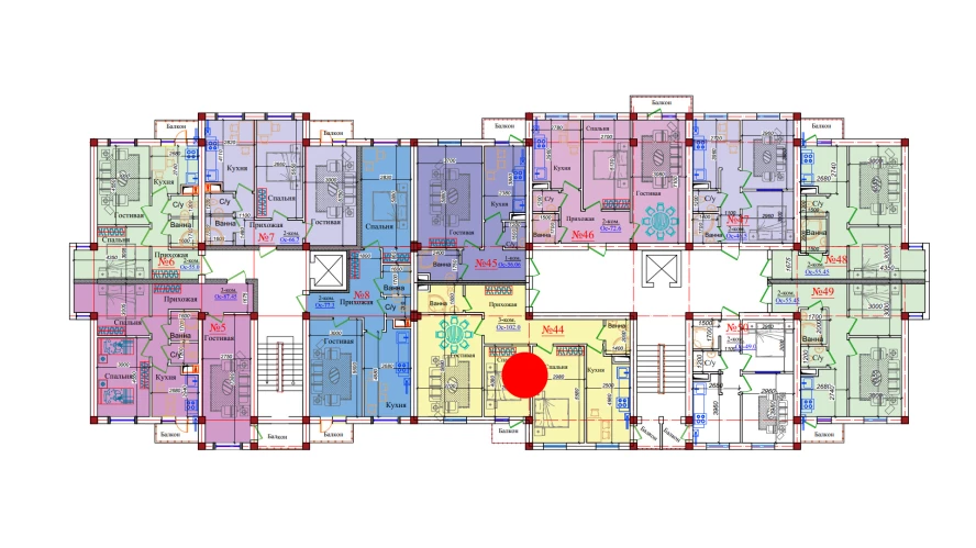 3-xonali xonadon 102 m²  5/9 qavat | ZAR ZAMONAVIY UYLAR Turar-joy majmuasi