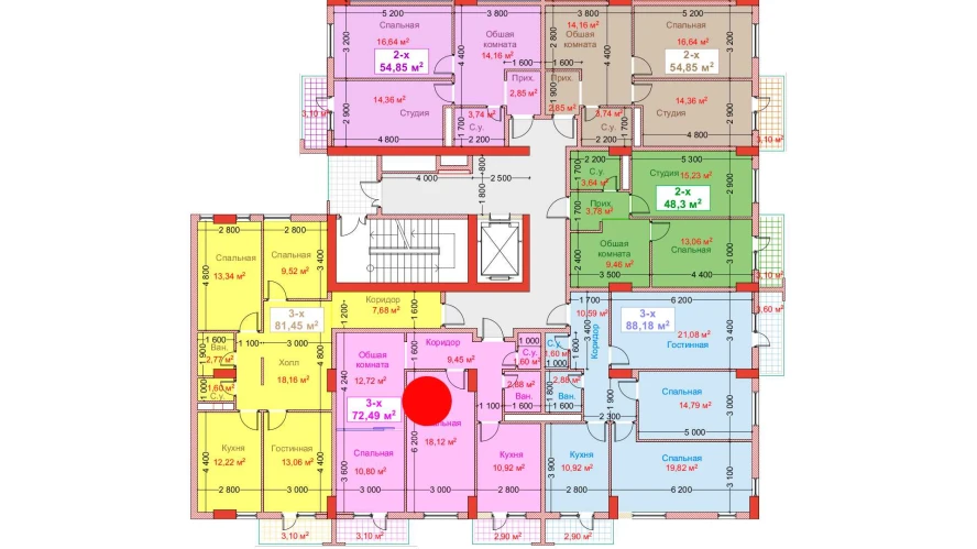 3-комн. квартира 72.49 м²  8/8 этаж | Жилой комплекс CAPITAL AVENUE