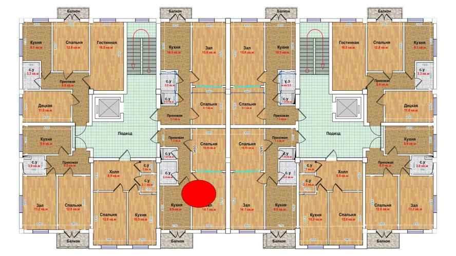 2-комн. квартира 45.1 м²  3/6 этаж | Жилой комплекс MBG