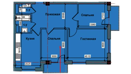 3-комнатная квартира 76.3 м²  3/10 этаж | Жилой комплекс NUR BARAKA