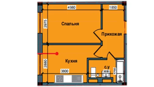 1-комнатная квартира 40.6 м²  4/10 этаж | Жилой комплекс NUR BARAKA