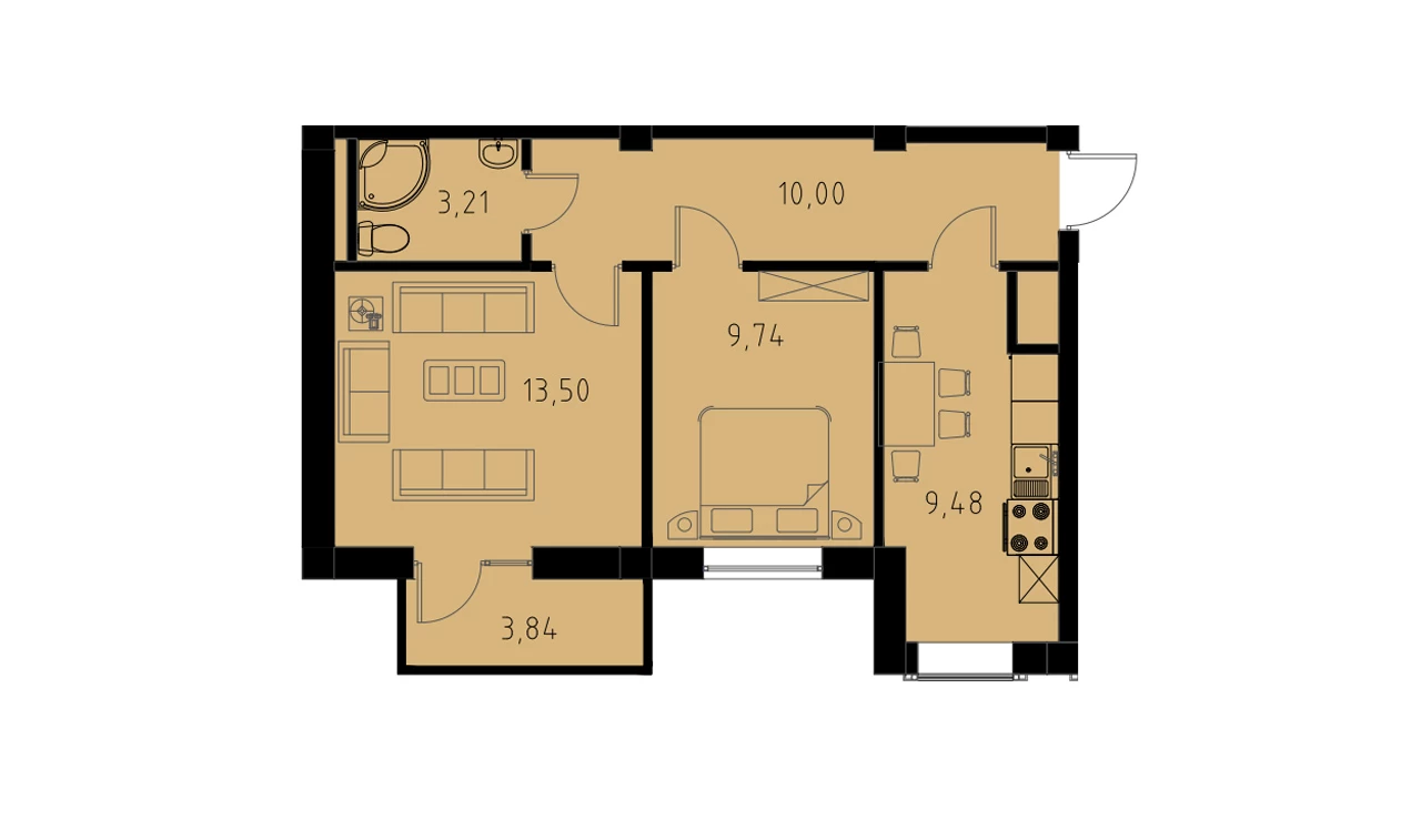 2-комн. квартира 47.1 м²  4/9 этаж | Жилой комплекс MINGCHINOR