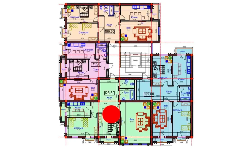 3-комнатная квартира 123.5 м²  7/8 этаж | Жилой комплекс BAHOR