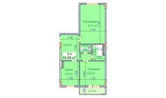 2-комн. квартира 65.98 м²  6/9 этаж | Жилой комплекс SHAYX-UL OLAM