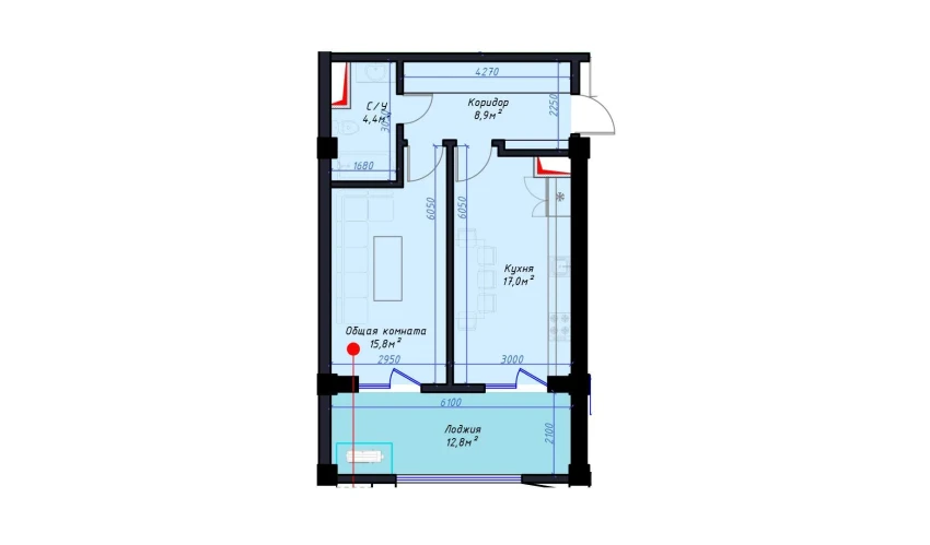 2-комнатная квартира 59 м²  3/14 этаж | Жилой комплекс Avia Palace