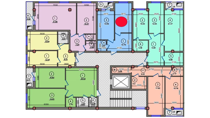 1-xonali xonadon 44.3 m²  2/10 qavat | Qibray City Turar-joy majmuasi