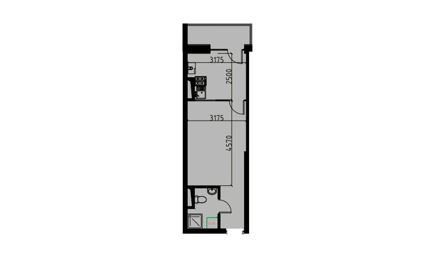 1-комн. квартира 29.24 м²  9/10 этаж | Жилой комплекс YANGIOBOD RESIDENCE