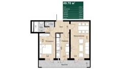 2-комн. квартира 49.7 м²  2/16 этаж | Жилой комплекс SOKIN DIYOR