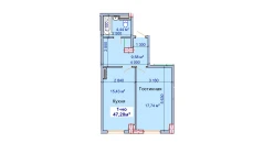1-комн. квартира 47.2 м²  1/9 этаж | Жилой комплекс SHAYX-UL OLAM