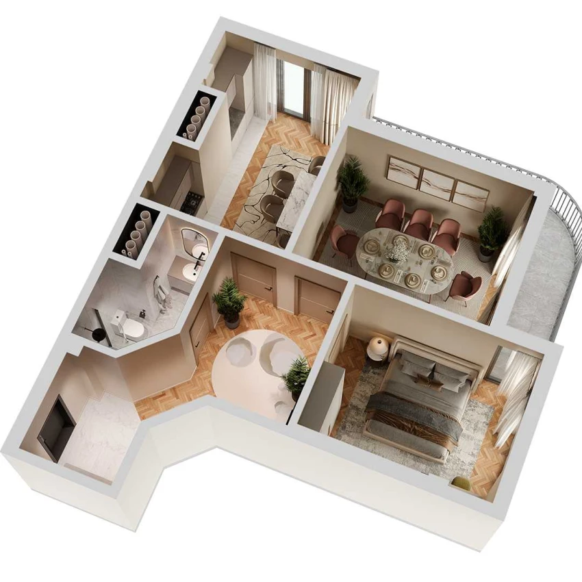 2-комн. квартира 70 м²  12/12 этаж | Жилой комплекс SOKIN SOHIL