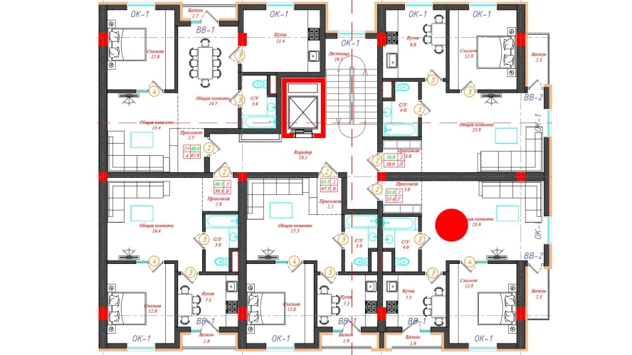 2-xonali xonadon 57.6 m²  12/12 qavat | CHINARA PARK Turar-joy majmuasi