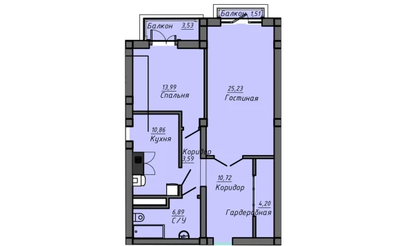 2-комнатная квартира 76.99 м²  4/10 этаж | Жилой комплекс Samarqand Park Avenue