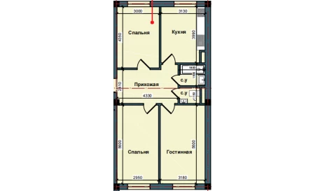 3-xonali xonadon 79 m²  3/9 qavat | NUR BARAKA Turar-joy majmuasi