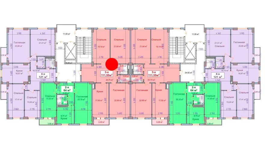 3-комн. квартира 111.55 м²  9/9 этаж | Жилой комплекс SHAYX-UL OLAM