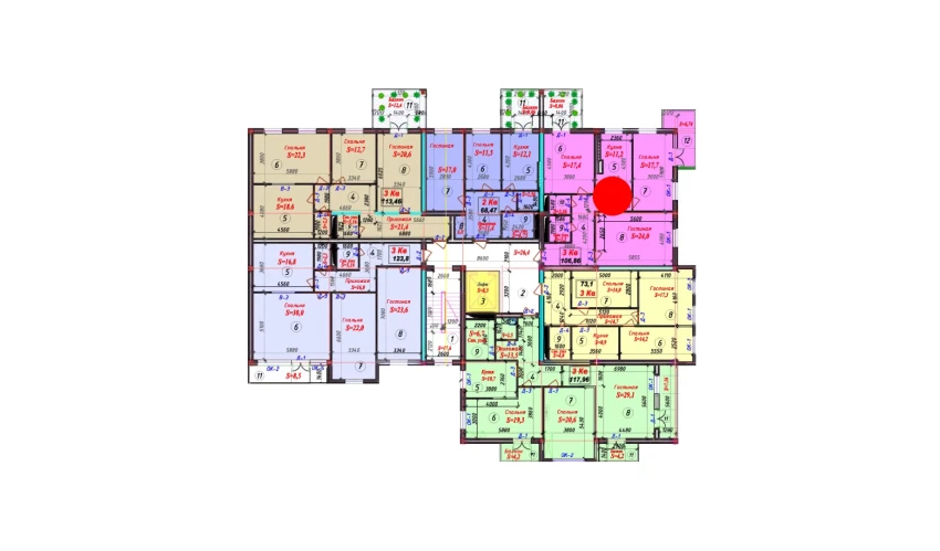 3-комнатная квартира 106.86 м²  3/9 этаж | Жилой комплекс SAMARQAND CITY
