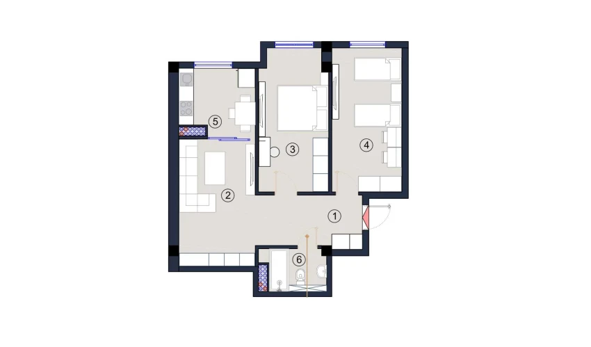 2-xonali xonadon 69 m²  2/9 qavat | FLORYA RESIDENCE Turar-joy majmuasi