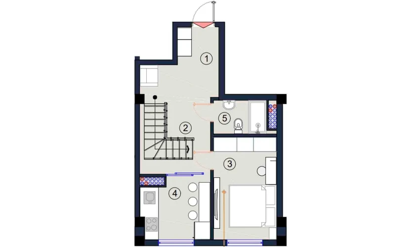 1-xonali xonadon 91.5 m²  9/9 qavat | FLORYA RESIDENCE Turar-joy majmuasi