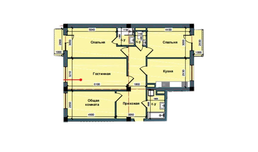 4-комнатная квартира 112.1 м²  6/10 этаж | Жилой комплекс NUR BARAKA