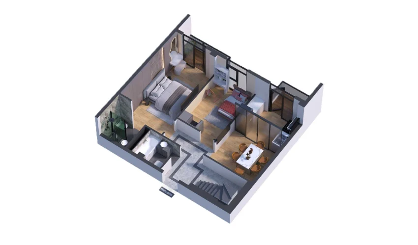 3-комнатная квартира 124.86 м²  7/7 этаж | Жилой комплекс Bochka Resort