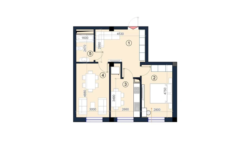 2-xonali xonadon 61 m²  8/9 qavat | KO'KSAROY Turar-joy majmuasi