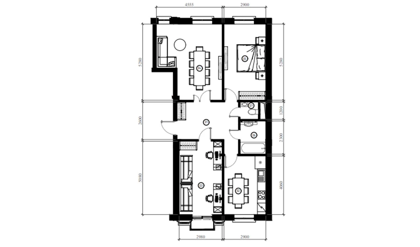 3-xonali xonadon 80.7 m²  3/9 qavat | FIDOKOR Turar-joy majmuasi