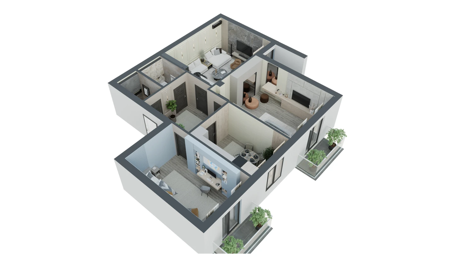 3-xonali xonadon 96 m²  3/7 qavat | G'IJDUVON CITY Turar-joy majmuasi