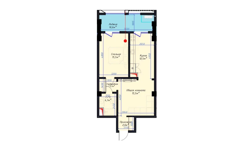 2-комнатная квартира 63.5 м²  8/14 этаж | Жилой комплекс Avia Palace