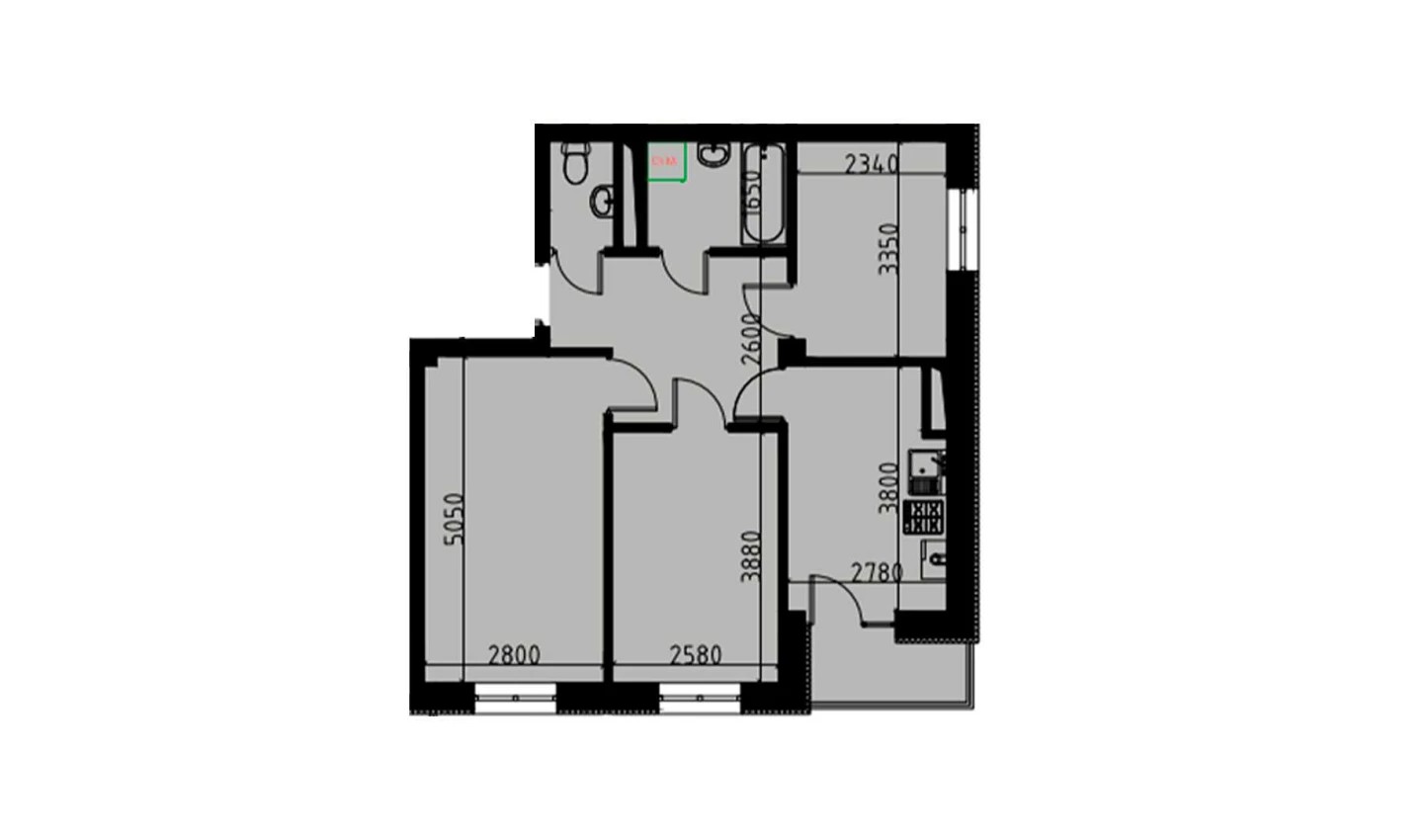 3-xonali xonadon 55.32 m²  6/10 qavat | YANGIOBOD RESIDENCE Turar-joy majmuasi