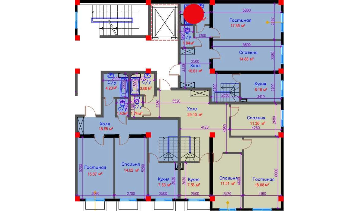 2-xonali xonadon 63.33 m²  1/10 qavat | Ko'kcha-Oqtepa Turar-joy majmuasi
