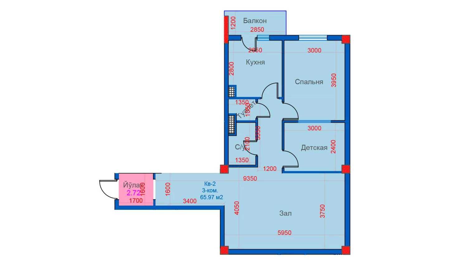 3-комн. квартира 65.97 м²  10/12 этаж | Жилой комплекс Sokin city